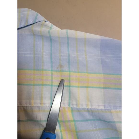 VTG Diane von Furstenberg Women’s M Blue Plaid Button-Up Shirt Blouse EUC - Picture 7 of 10